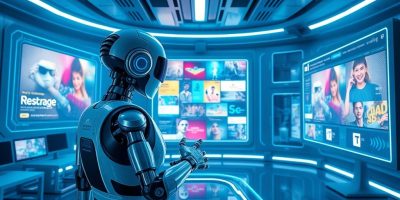 {"prompt":"Create a futuristic digital artwork depicting the concept of AI-generated content in advertising. The scene features a sleek, high-tech workspace with holographic displays showcasing vibrant, dynamic advertisements created by artificial intelligence. The environment is bathed in cool blue and neon hues, conveying innovation and cutting-edge technology. Central to the image is a humanoid robot or AI avatar interacting with virtual screens filled with diverse marketing visuals, ranging from digital billboards to social media ads. The overall mood is visionary and forward-looking, emphasizing the powerful role of AI in transforming the advertising industry. The style combines hyper-realistic elements with a polished, sci-fi aesthetic to highlight the fusion of creativity and technology.nnPlease generate an image for a article "AI-Generated Content (AIGC) in Advertising"","originalPrompt":"Please generate an image for a article "AI-Generated Content (AIGC) in Advertising"","width":1024,"height":576,"seed":42,"model":"flux","enhance":false,"nologo":true,"negative_prompt":"worst quality, blurry","nofeed":false,"safe":false,"quality":"medium","image":[],"transparent":false,"isMature":false,"isChild":false}