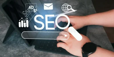 seo-search-engine-optimization-concept-bar-interface-icons-businesswoman-using-digital-tablet-keyboard-searching-390703874